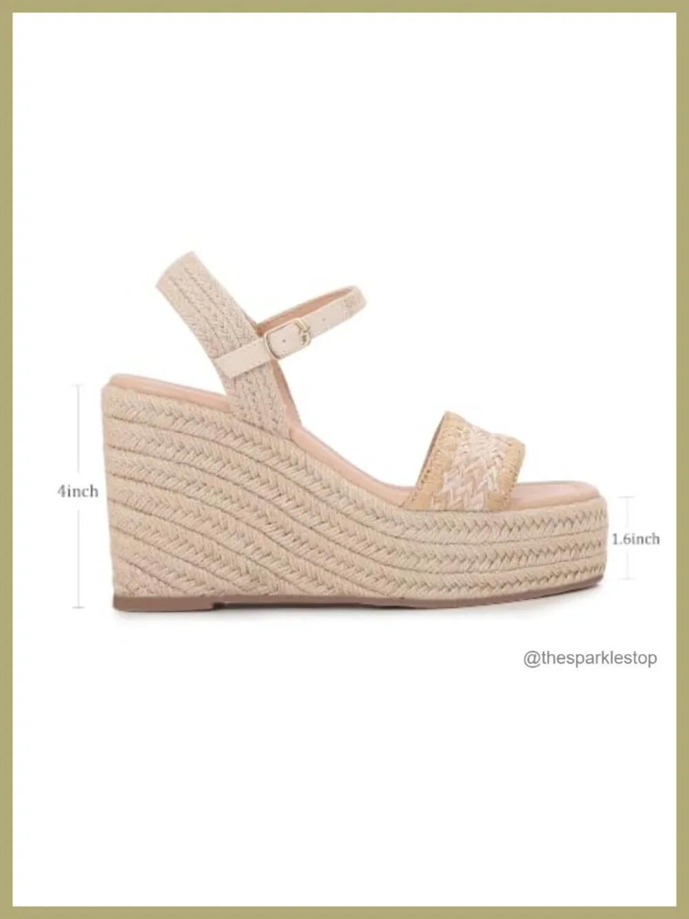Women's Raffia Strap Espadrille Wedge Sandals Ankle Buckle Platform Summer